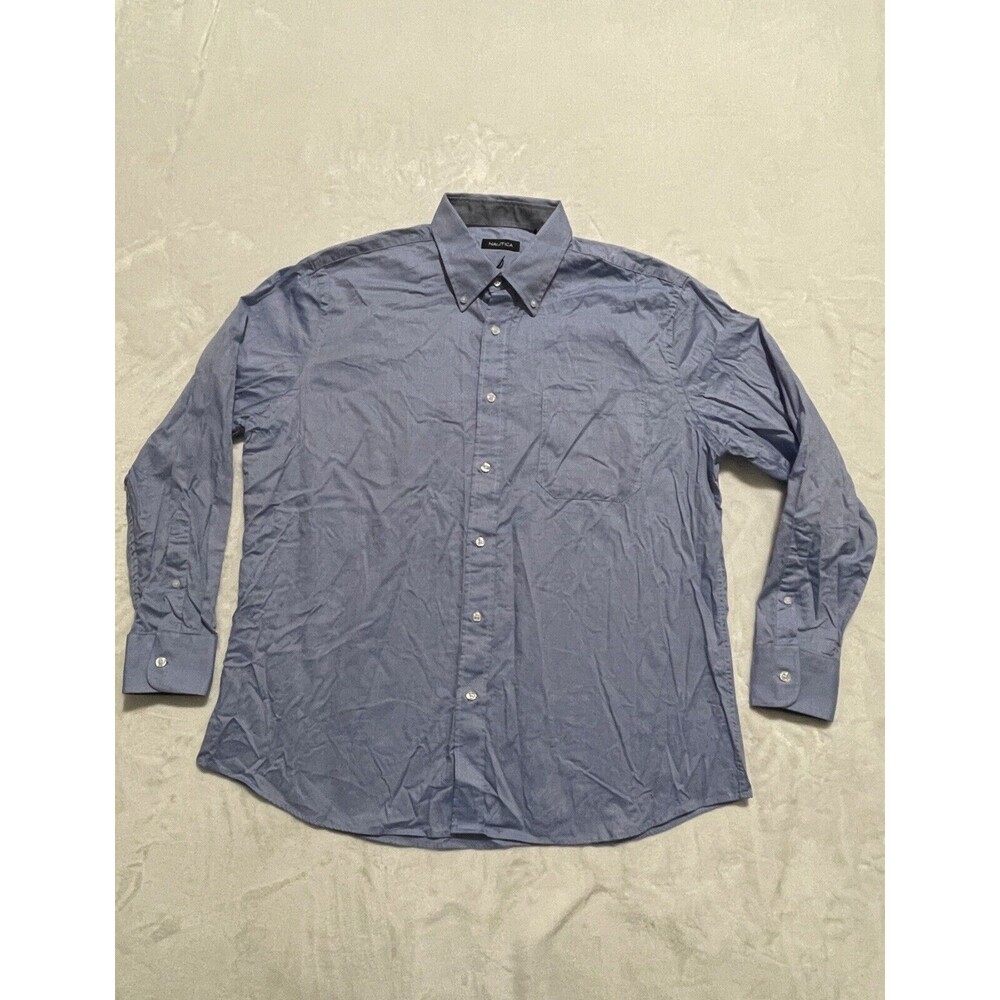 Nautica Dress Shirt Mens XL XLarge Blue Long Sleeve Button Up